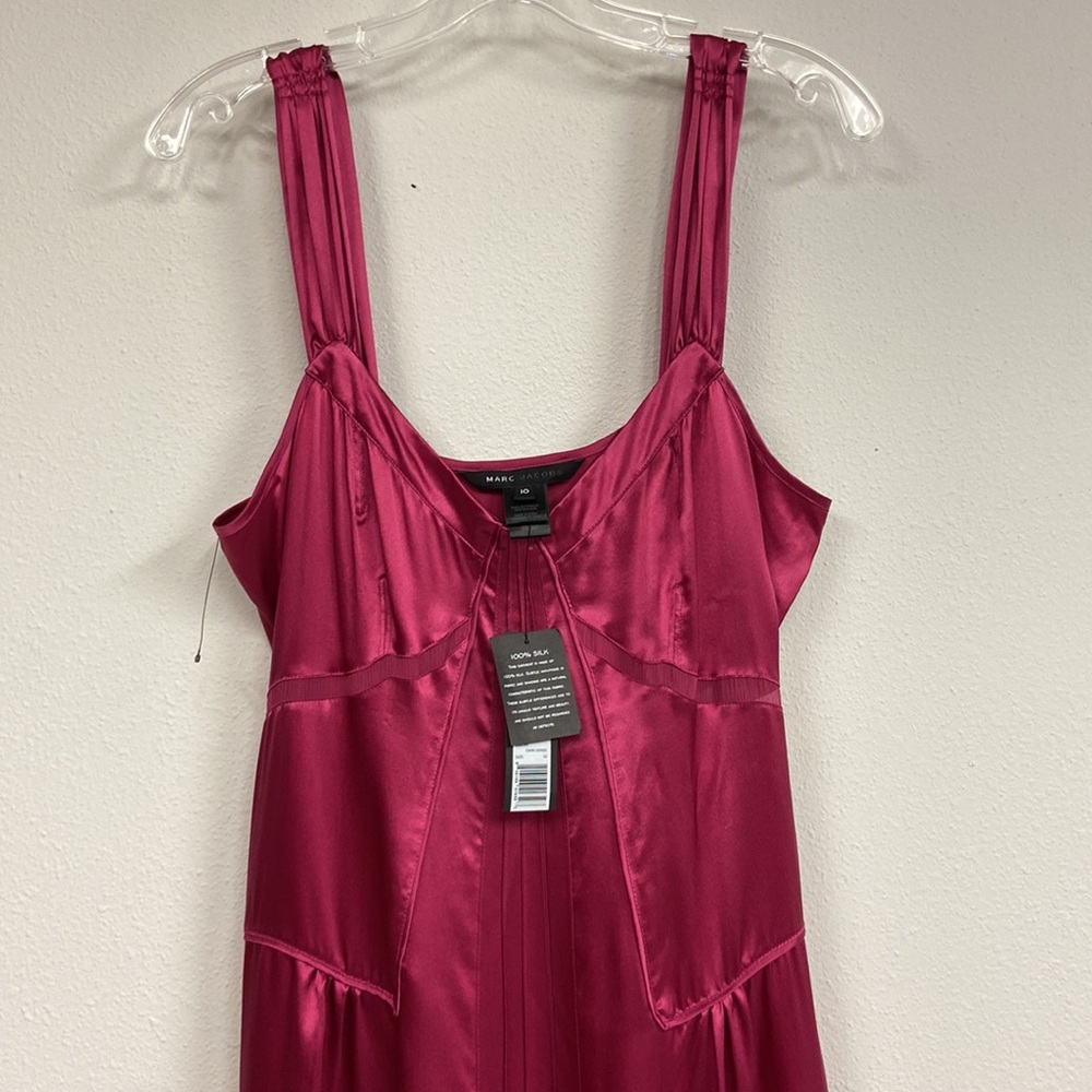 Marc Jacobs 100% Silk Slip Dress Size 10 NWT pink Y2K twilight festival midi - Picture 7 of 16